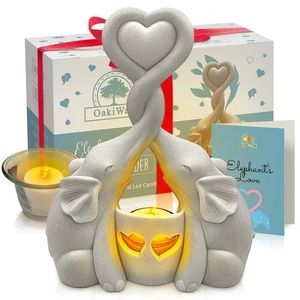 White elephant candle holder